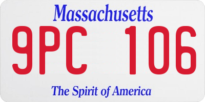 MA license plate 9PC106