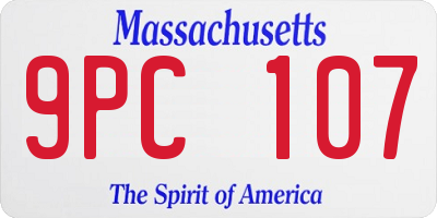 MA license plate 9PC107