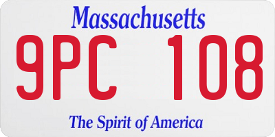 MA license plate 9PC108