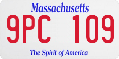 MA license plate 9PC109