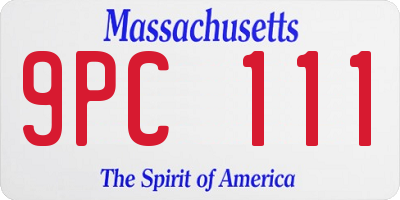 MA license plate 9PC111
