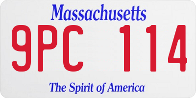 MA license plate 9PC114
