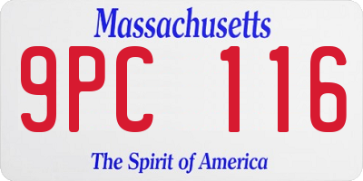 MA license plate 9PC116