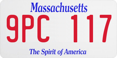 MA license plate 9PC117