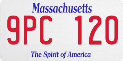 MA license plate 9PC120