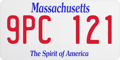 MA license plate 9PC121