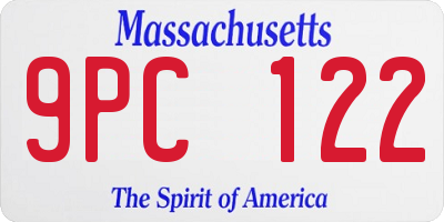 MA license plate 9PC122