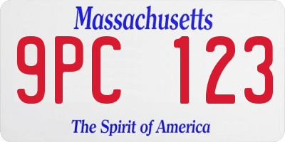 MA license plate 9PC123