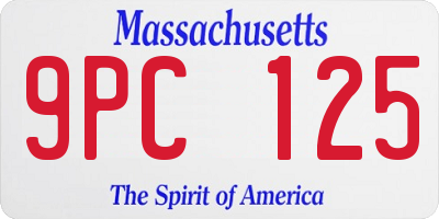 MA license plate 9PC125
