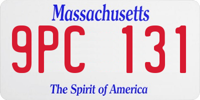 MA license plate 9PC131