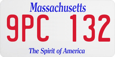 MA license plate 9PC132