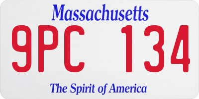 MA license plate 9PC134
