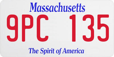 MA license plate 9PC135