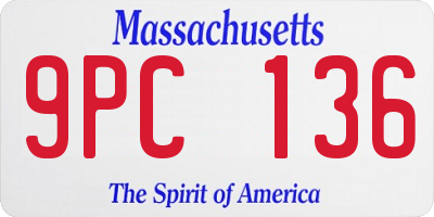 MA license plate 9PC136