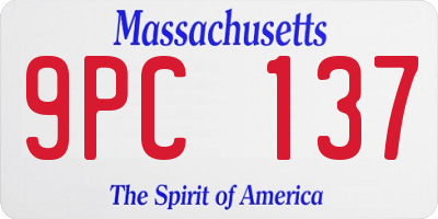 MA license plate 9PC137