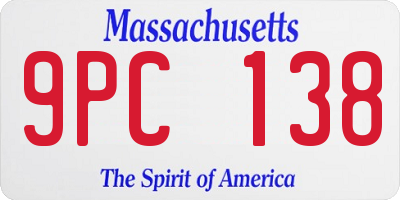 MA license plate 9PC138