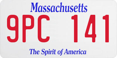 MA license plate 9PC141