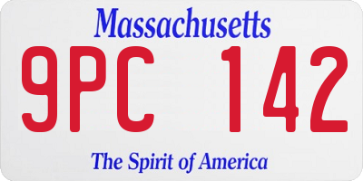 MA license plate 9PC142