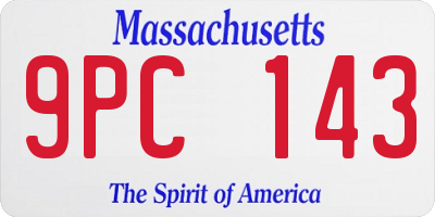MA license plate 9PC143