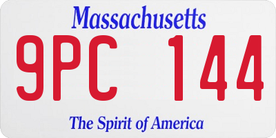 MA license plate 9PC144