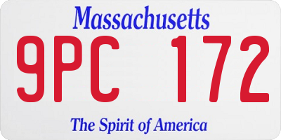 MA license plate 9PC172
