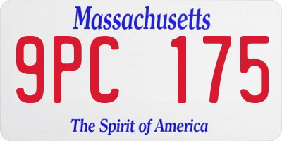 MA license plate 9PC175