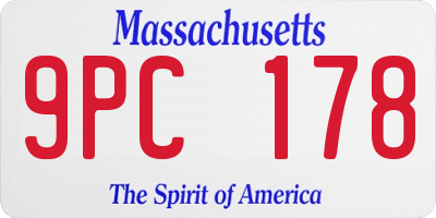 MA license plate 9PC178