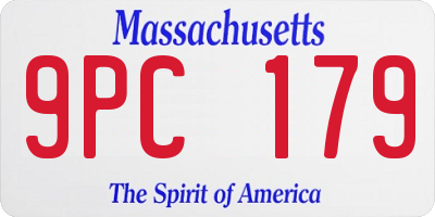 MA license plate 9PC179