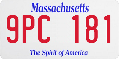 MA license plate 9PC181