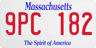 MA license plate 9PC182