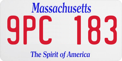 MA license plate 9PC183