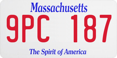 MA license plate 9PC187