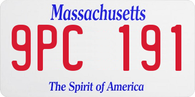 MA license plate 9PC191