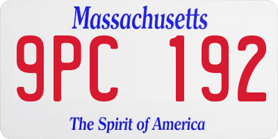 MA license plate 9PC192