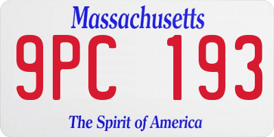 MA license plate 9PC193