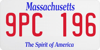 MA license plate 9PC196