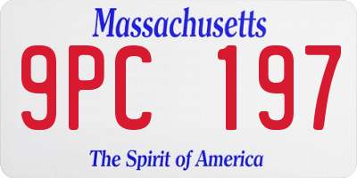 MA license plate 9PC197