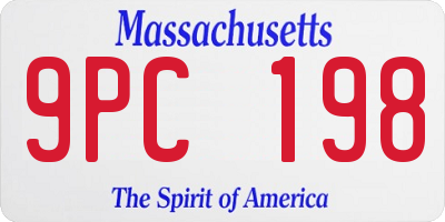 MA license plate 9PC198