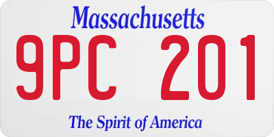 MA license plate 9PC201