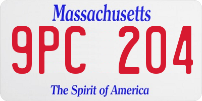 MA license plate 9PC204
