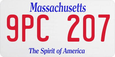 MA license plate 9PC207