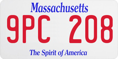 MA license plate 9PC208