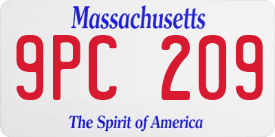 MA license plate 9PC209