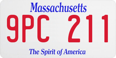 MA license plate 9PC211