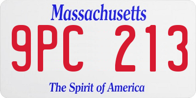MA license plate 9PC213