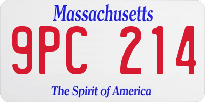 MA license plate 9PC214