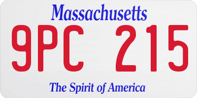 MA license plate 9PC215