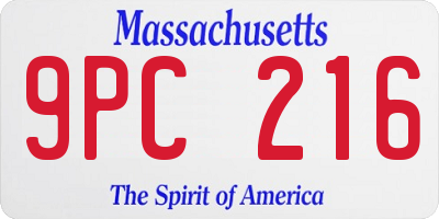 MA license plate 9PC216