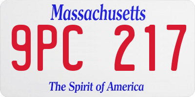 MA license plate 9PC217