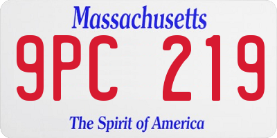 MA license plate 9PC219